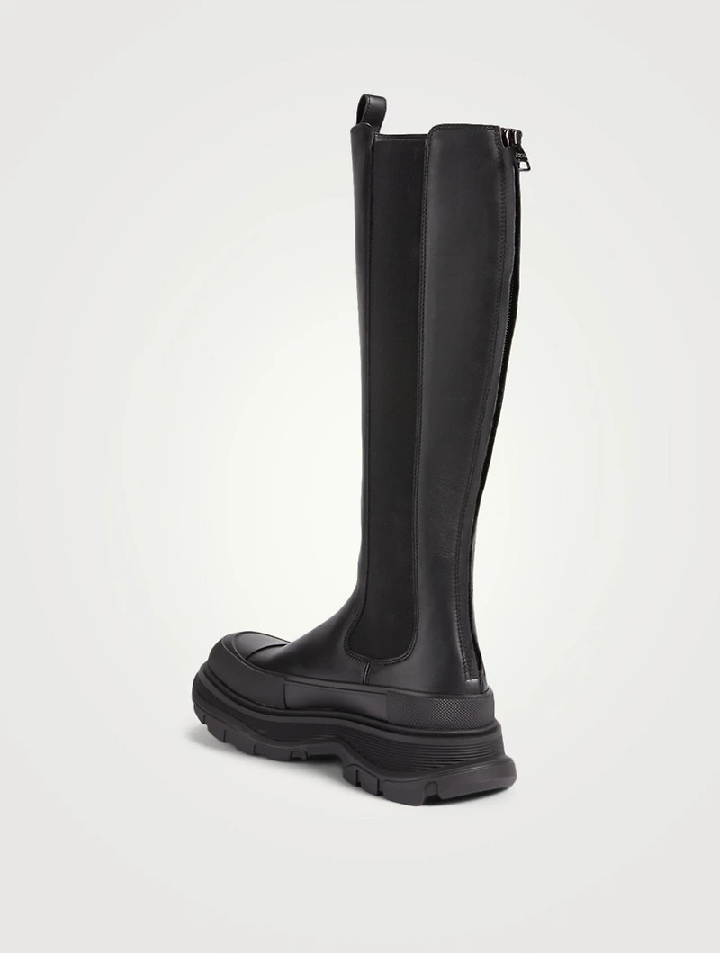 Tread Leather Knee-High Chelsea Boots