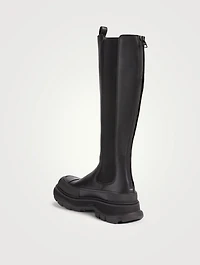 Tread Leather Knee-High Chelsea Boots