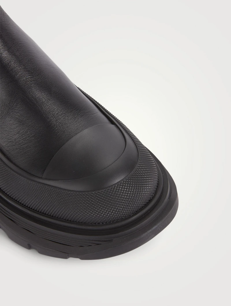 Tread Leather Knee-High Chelsea Boots
