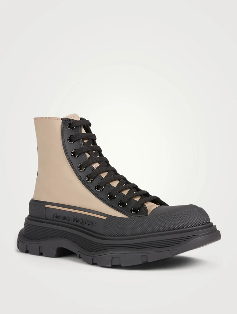 Tread Slick Canvas And Leather Platform High-Top Sneakers