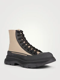 Tread Slick Canvas And Leather Platform High-Top Sneakers