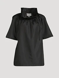 Ruffled Neck Taffeta Top