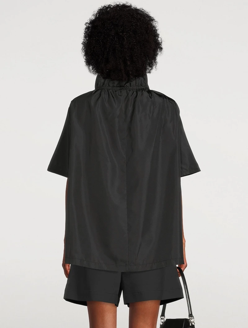 Ruffled Neck Taffeta Top