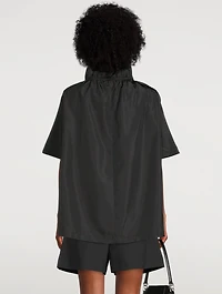 Ruffled Neck Taffeta Top