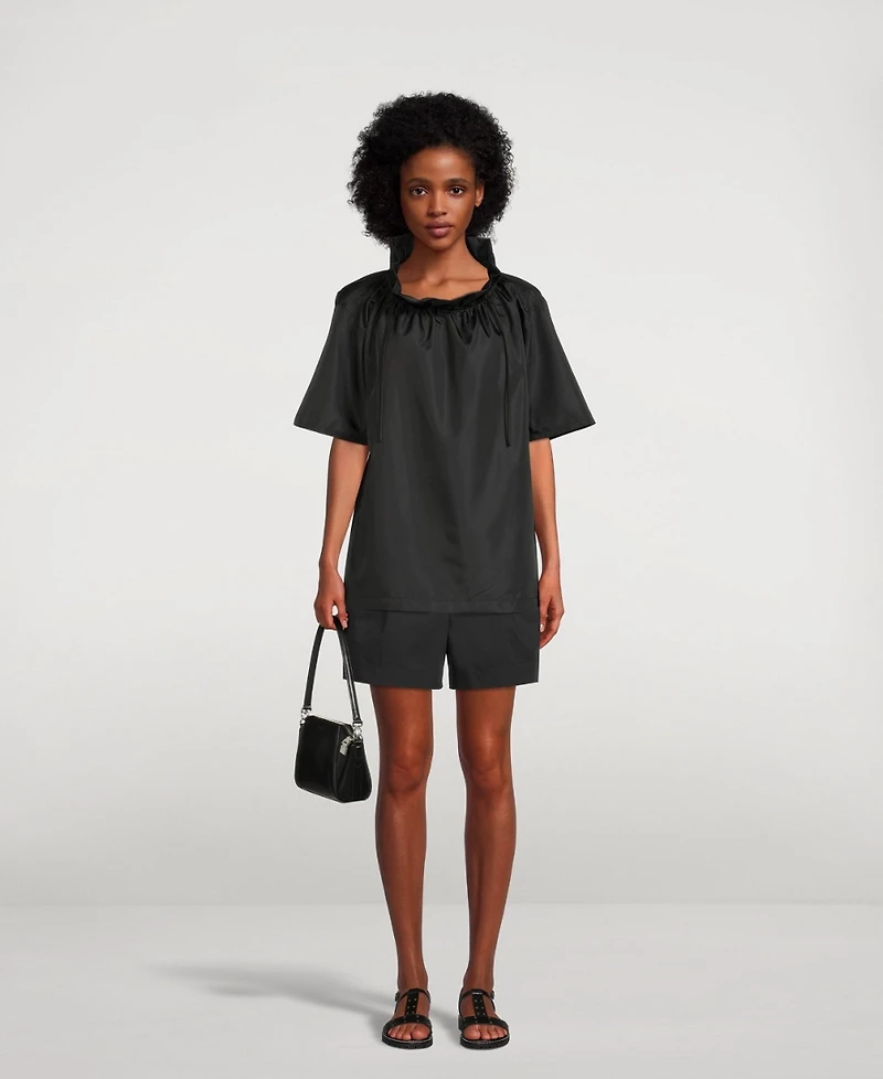 Ruffled Neck Taffeta Top