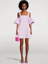 Puff-Sleeve Taffeta Mini Dress