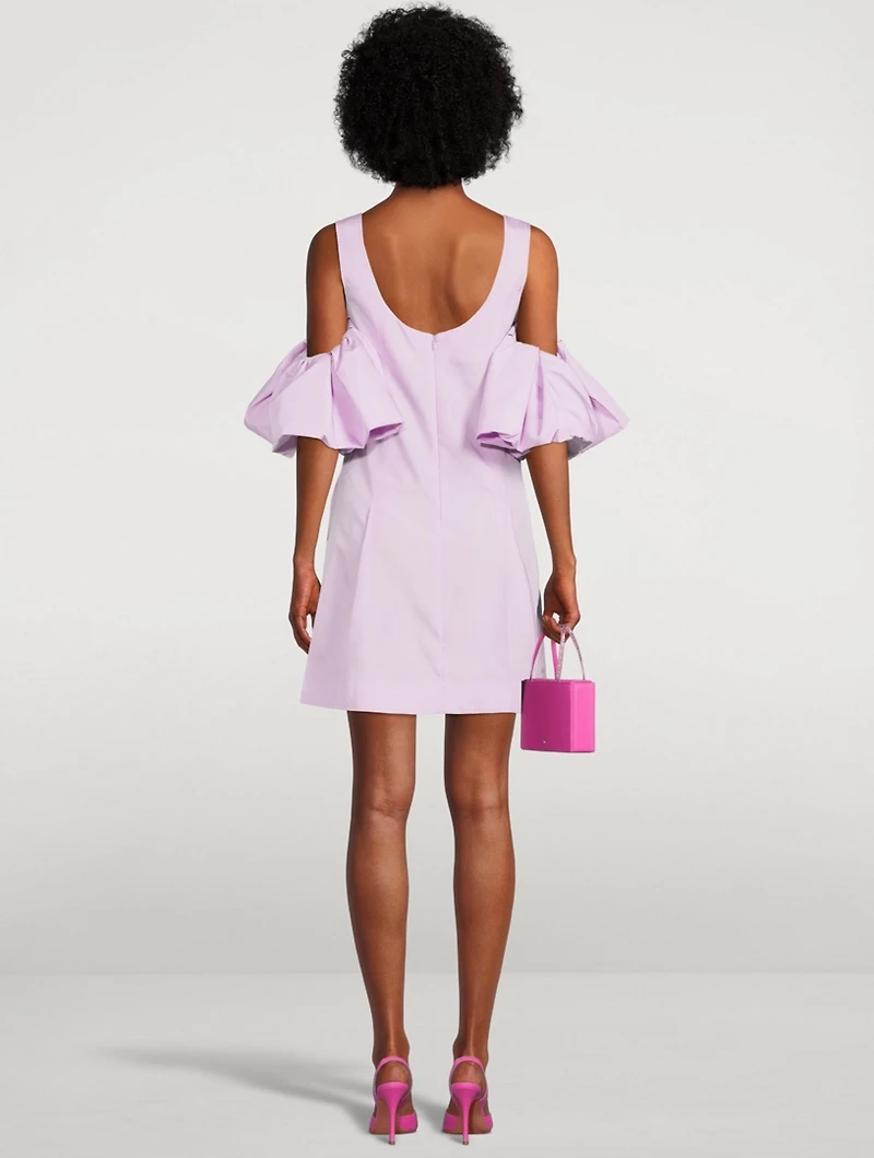 Puff-Sleeve Taffeta Mini Dress