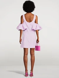 Puff-Sleeve Taffeta Mini Dress