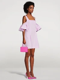 Puff-Sleeve Taffeta Mini Dress