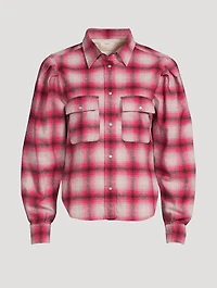 Reosi Puff-Sleeve Shirt Plaid Print