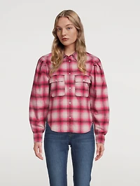 Reosi Puff-Sleeve Shirt Plaid Print