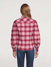 Reosi Puff-Sleeve Shirt Plaid Print