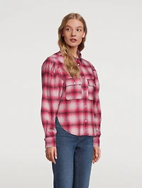 Reosi Puff-Sleeve Shirt Plaid Print