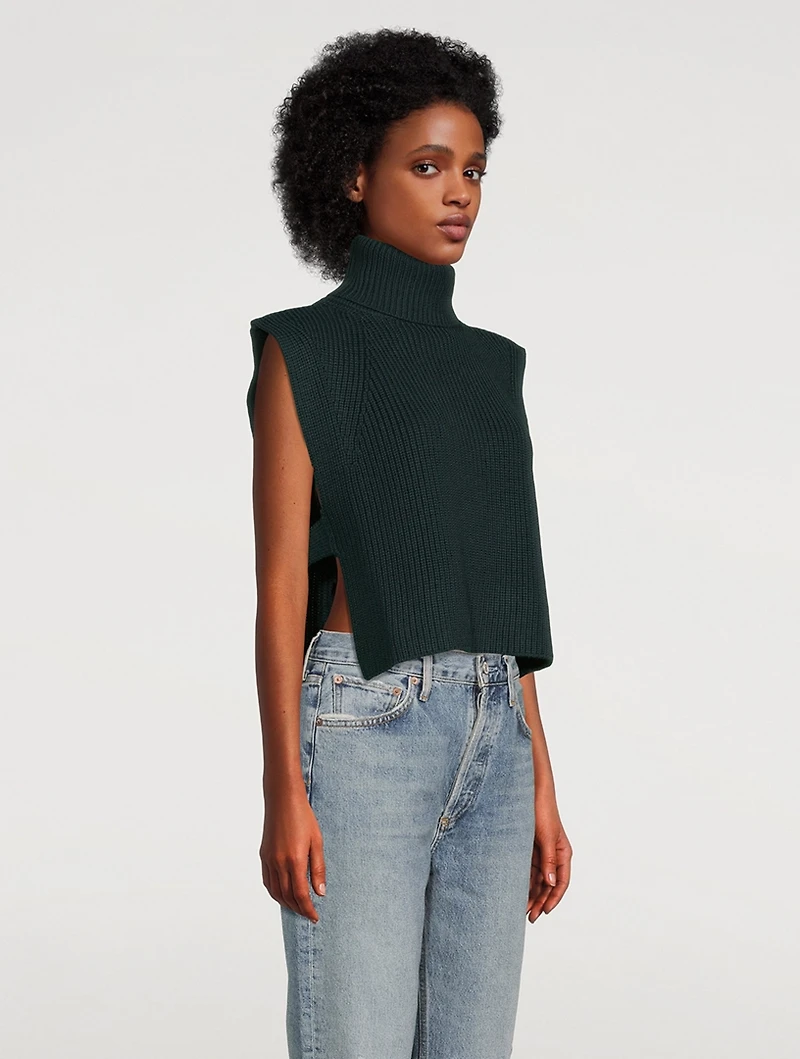 Megan Merino Wool Turtleneck Sweater Vest
