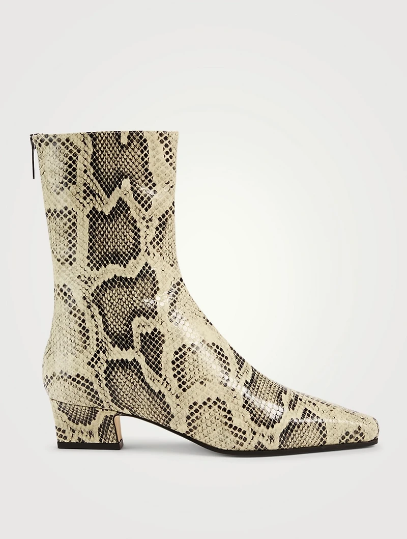 City Snakeskin-Embossed Leather Ankle Boots