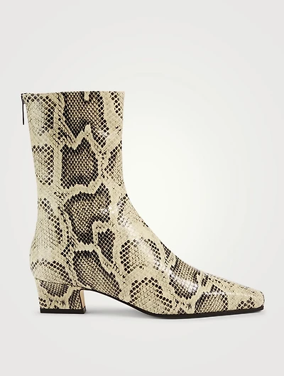 City Snakeskin-Embossed Leather Ankle Boots
