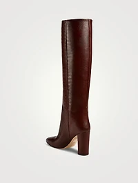 Lizard-Embossed Leather Knee-High Boots