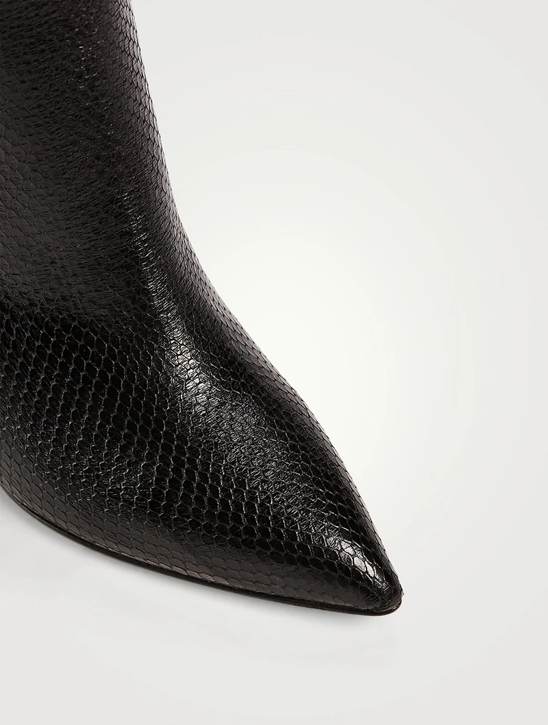 Python-Embossed Leather Knee-High Boots