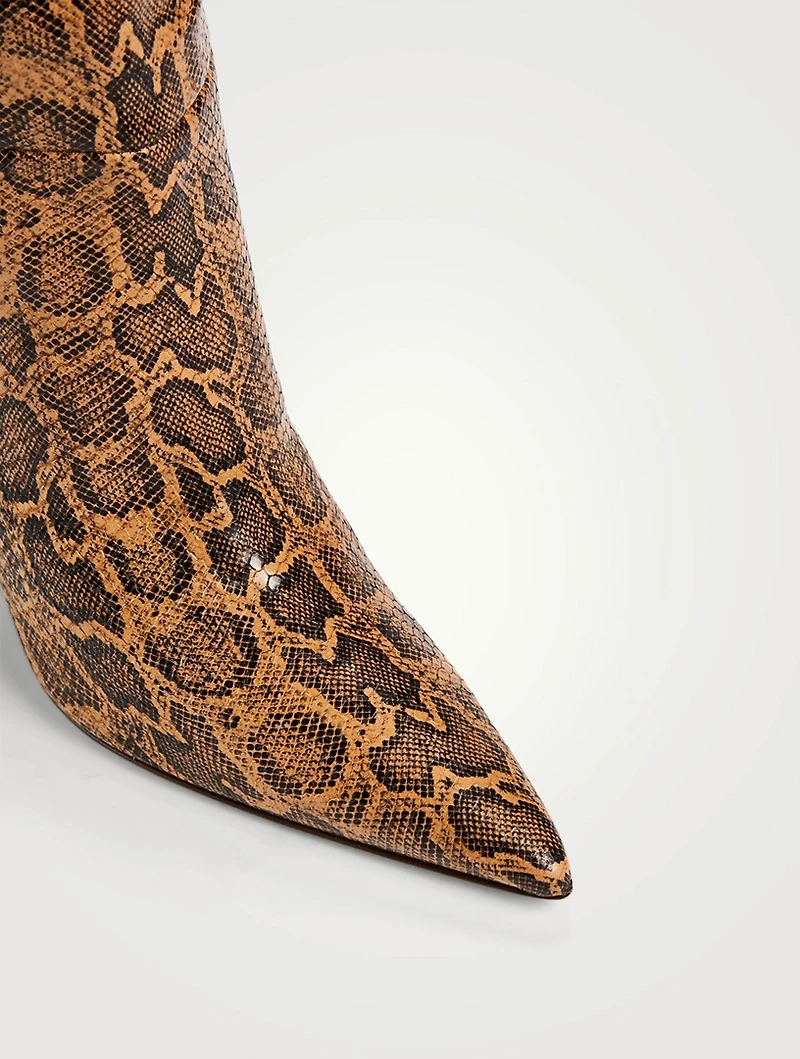 Mama Wide Python-Embossed Leather Knee-High Boots