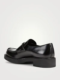 Chocoloate Leather Loafers With Triangle Logo