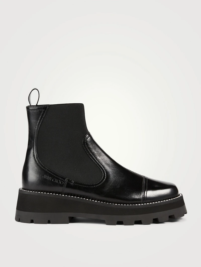 Clayton Leather Chelsea Boots With Crystal Trim