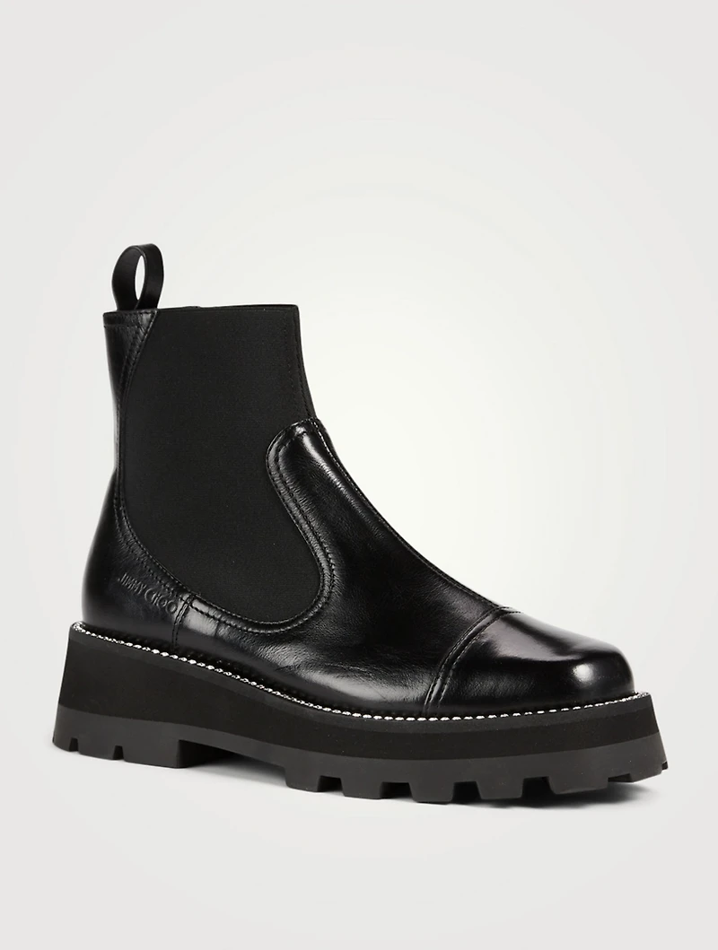 Clayton Leather Chelsea Boots With Crystal Trim