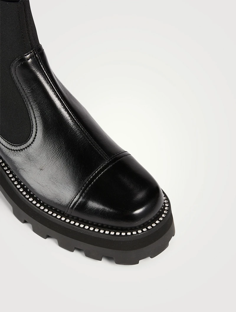 Clayton Leather Chelsea Boots With Crystal Trim