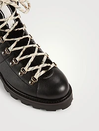Eshe Leather Combat Boots With Shearling Trim