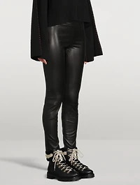 Eshe Leather Combat Boots With Shearling Trim