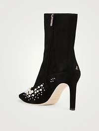 Mavie 85 Suede Ankle Boots With Pearls