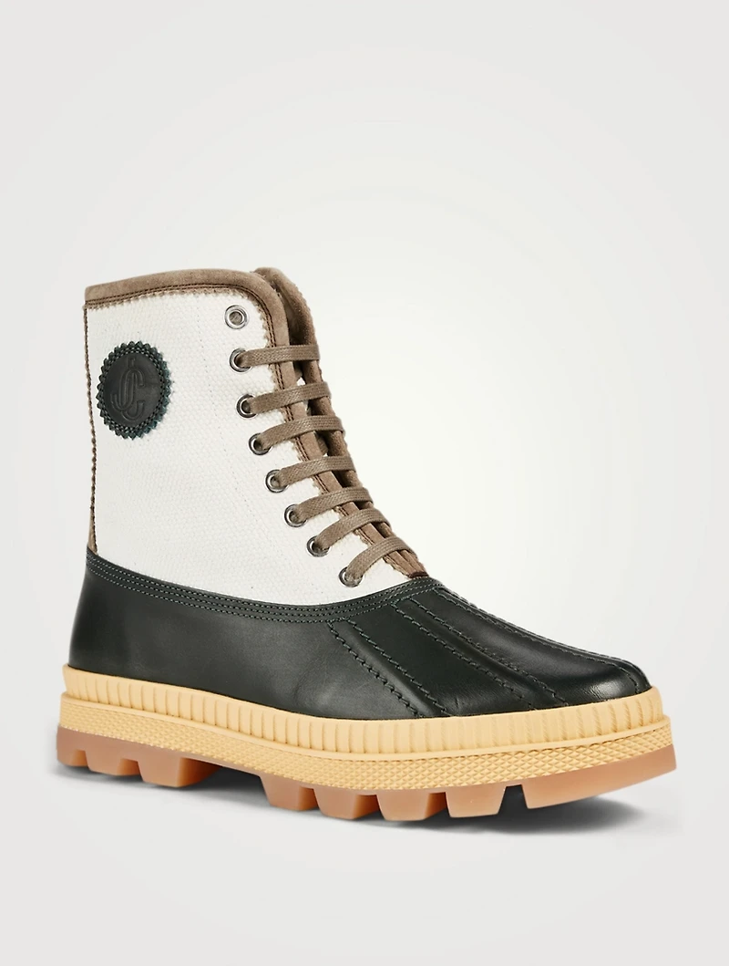 Oskar Leather And Canvas Ankle Boots