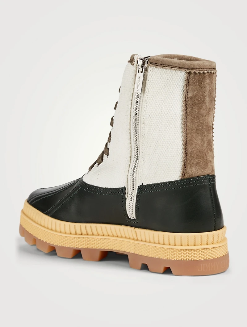 Oskar Leather And Canvas Ankle Boots