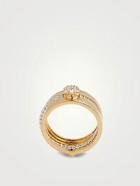 Diamond Flower Two-Tone 18K Gold Ring With Diamonds