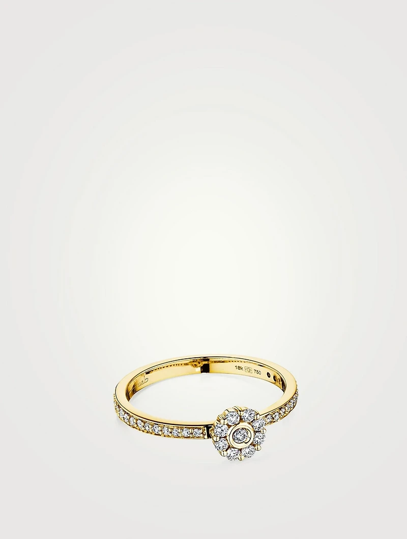 Diamond Flower 18K Gold Ring With Diamonds