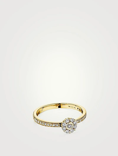 Diamond Flower 18K Gold Ring With Diamonds