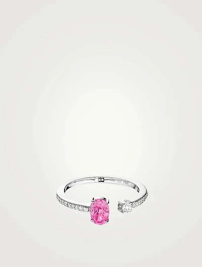 Spectrum 18K White Gold Ring With Pink Sapphire And Diamonds