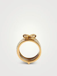 Romance Two-Tone 18K Gold Ribbon Ring With Diamonds
