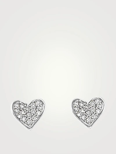 Hearts 18K White Gold Heart Stud Earrings With Diamonds