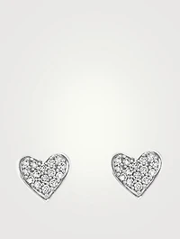 Hearts 18K White Gold Heart Stud Earrings With Diamonds