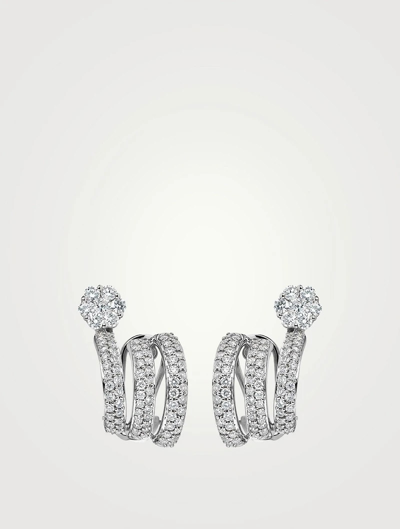 Diamond Flower 18K White Gold Earrings With Diamonds