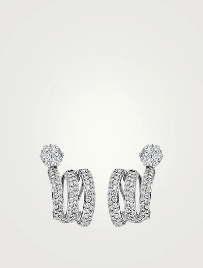 Diamond Flower 18K White Gold Earrings With Diamonds