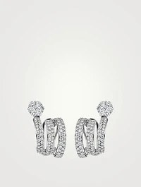 Diamond Flower 18K White Gold Earrings With Diamonds