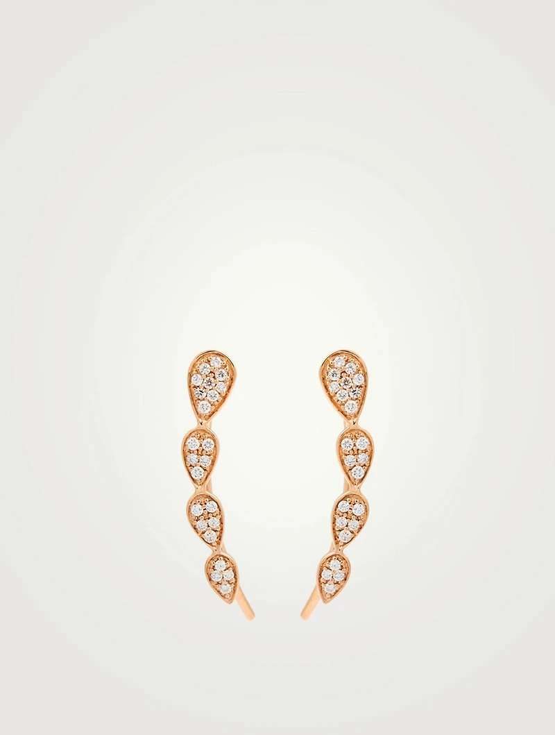 Bestow 18K Rose Gold Climber Earrings With Diamonds