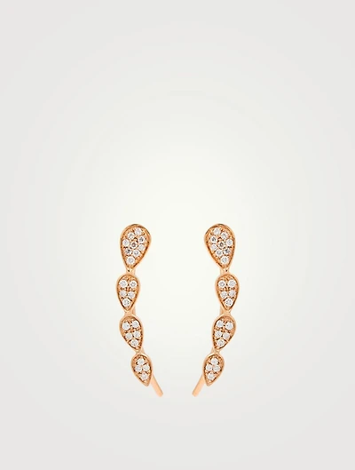 Bestow 18K Rose Gold Climber Earrings With Diamonds