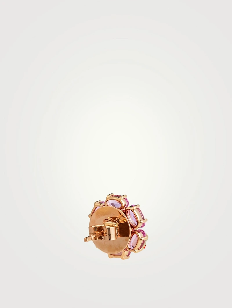 Bestow 18K Rose Gold Flower Earrings With Pink Sapphire And Diamonds