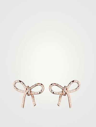 Romance 18K Rose Gold Ribbon Earrings With Diamonds