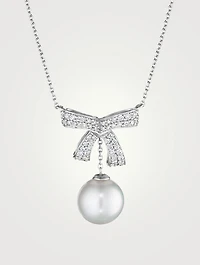 Romance 18K White Gold Necklace With Pearl And Diamonds