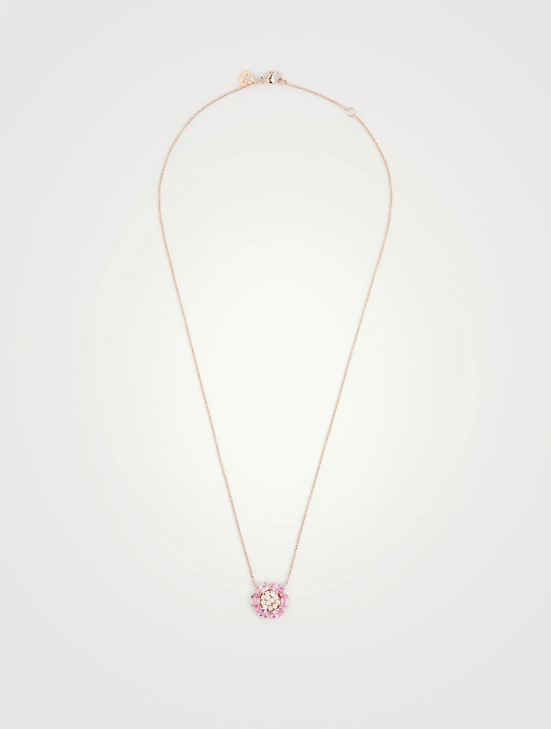 Bestow 18K Rose Gold Necklace With Pink Sapphire And Diamonds