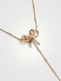 Romance 18K Rose Gold Ribbon Lariat Necklace With Diamonds