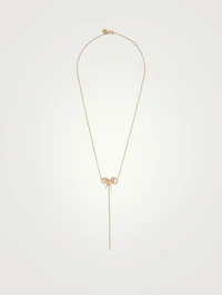 Romance 18K Gold Ribbon Lariat Necklace With Diamonds